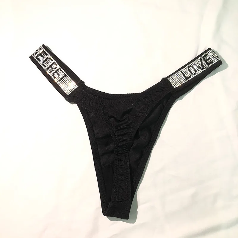 Sexy low waisted T-pants with rhinestones thong underwear, sporty and sexy hip lifting thong, invisible T-pants