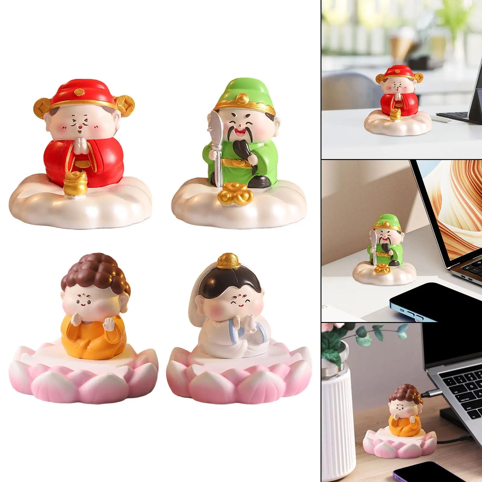 Chinese God Figurine Phone Holder Multipurpose Ideal Gift Tabletop Decoration for Housewarming Car Festival Bookshelf Office