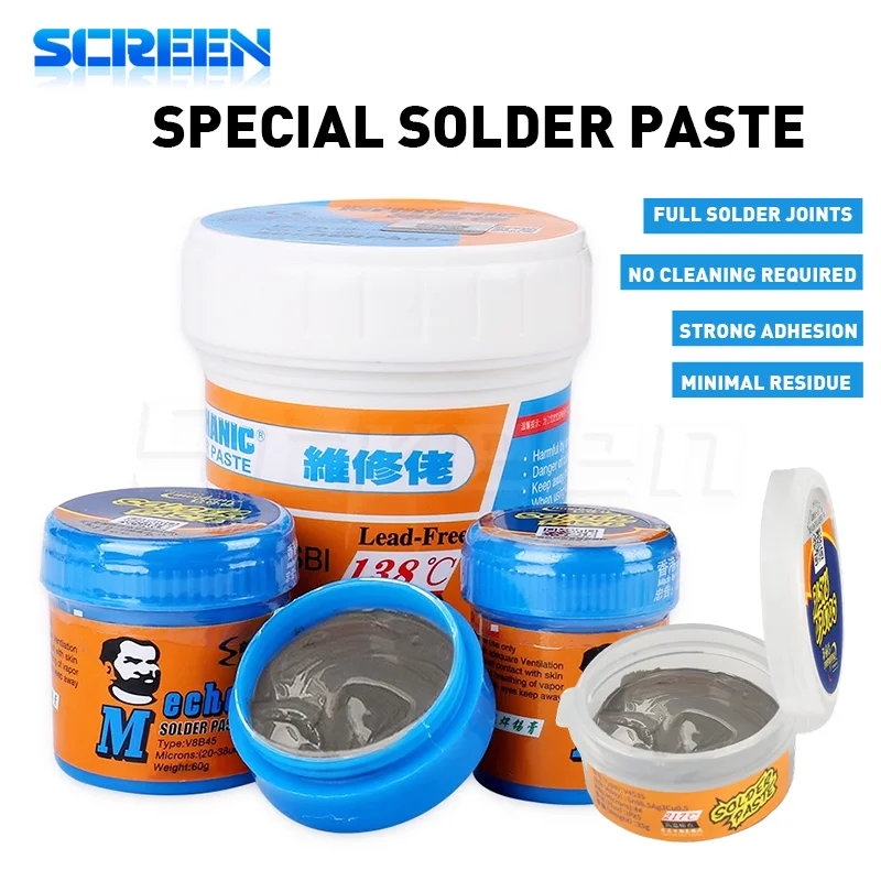 MECHANIC Lead-Free Solder Paste Low/High Temperature Welding Flux Welding Tin Paste Soldering Tin Phone PCB BGA Welding Repair