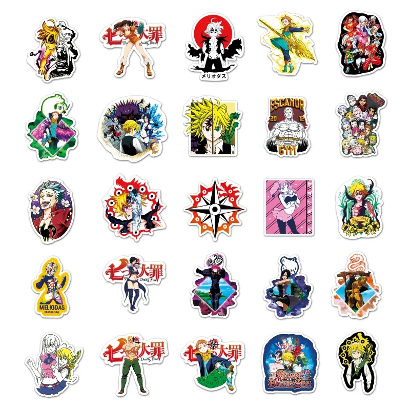 50/30/10PCS Meliodas Gowther Astaroth Popular Anime Secondary Peripherals Notebook Luggage Car Waterproof Decorative Stickers