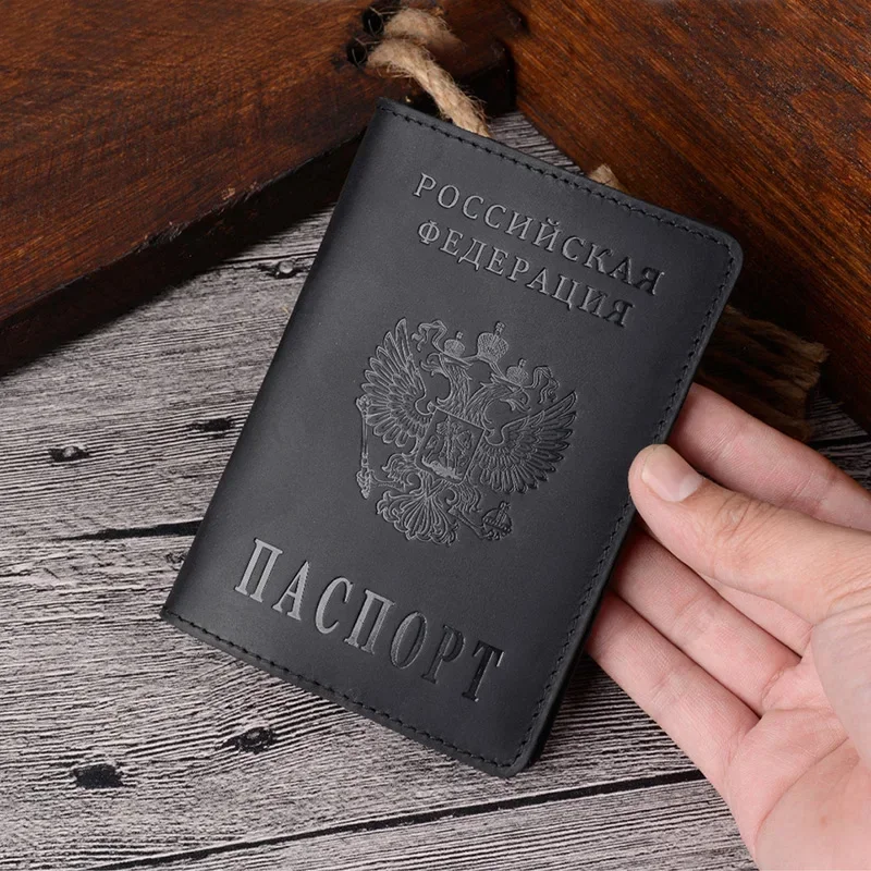 Russia Passport Cover Engraved Covers for Passport Travel  Customised Leather Passport Holder