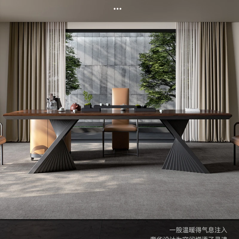 Light Luxury Modern Simple Solid Wood Tea Table Large Flat Layer Living Room Home High-End Walnut Tea Table