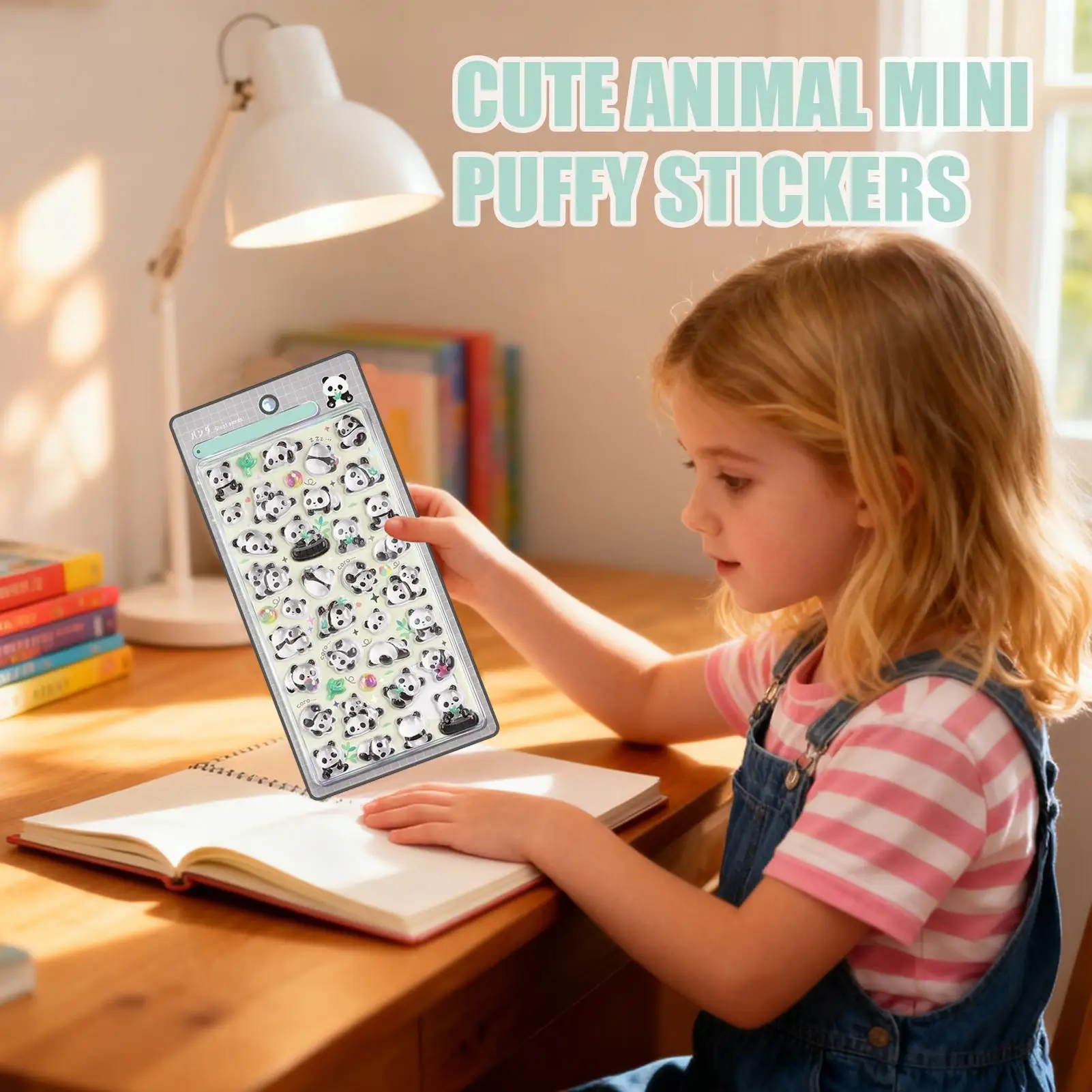 Pegatinas de Panda 3D adhesivo fuerte, pegatinas artesanales de Panda en relieve 3D pequeñas y bonitas para funda de teléfono, tarjetas para álbumes de recortes y diarios