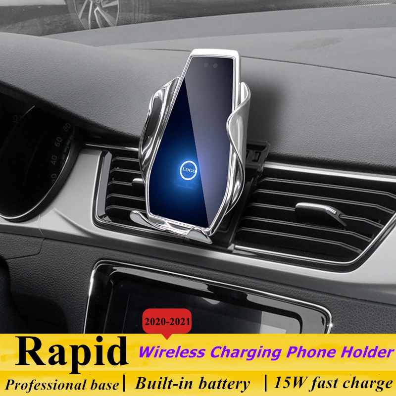 

Dedicate for Skoda Rapid 2020-2021 Car Phone Holder 15W Qi Wireless Charger for iPhone 11 12 Pro Xiaomi Samsung Huawei Universal