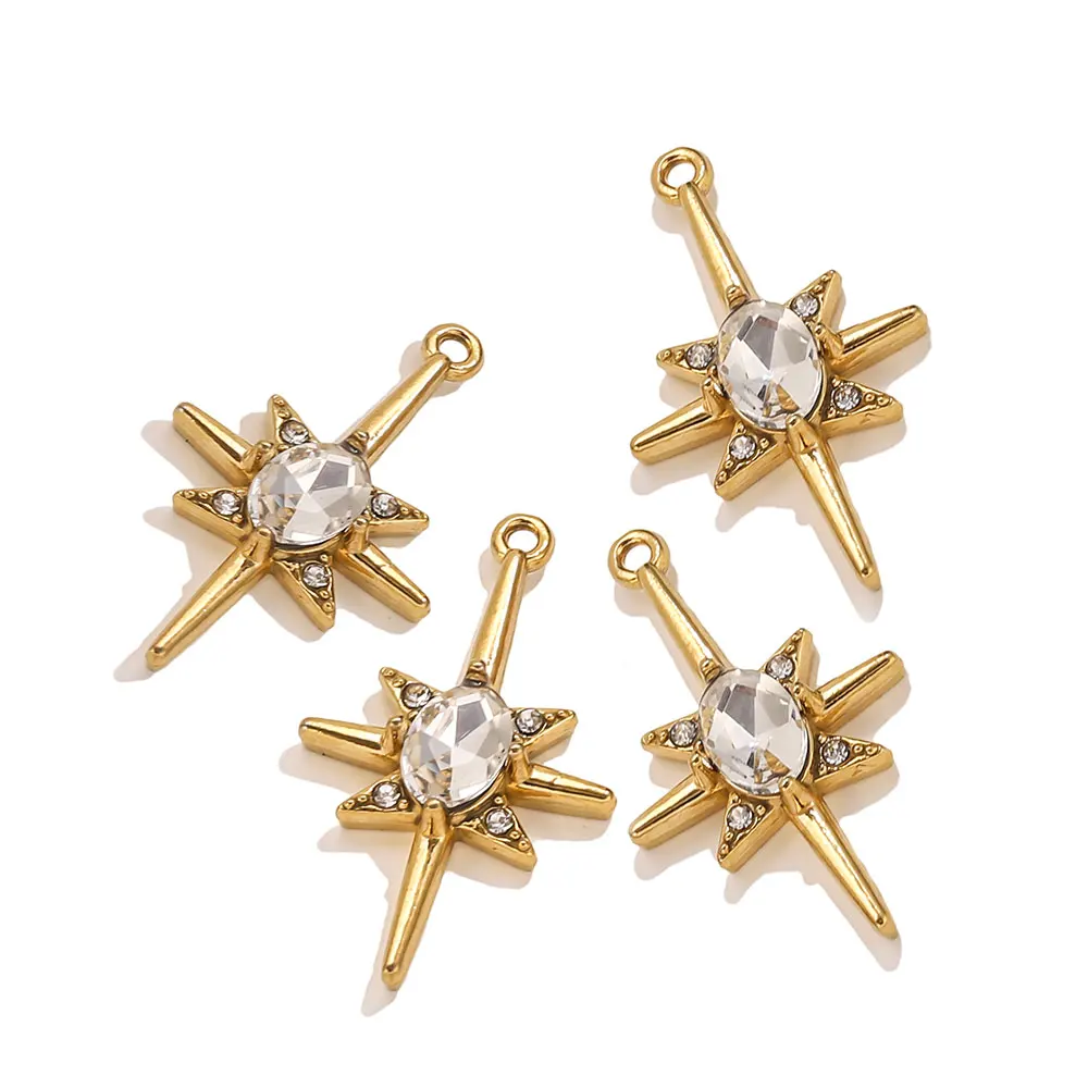 4 Stück Edelstahl Kristall Kreuz Charms für Schmuckherstellung Stern Anhänger Schmuck Anschlüsse DIY Halskette Ohrring Schmuck Handwerk
