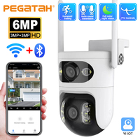 PEGATAH 6MP Outdoor Surveillance Camera Dual Lens Dual Screen AI Auto Tracking IP Video Wifi PTZ Camera CCTV Two Way Audio