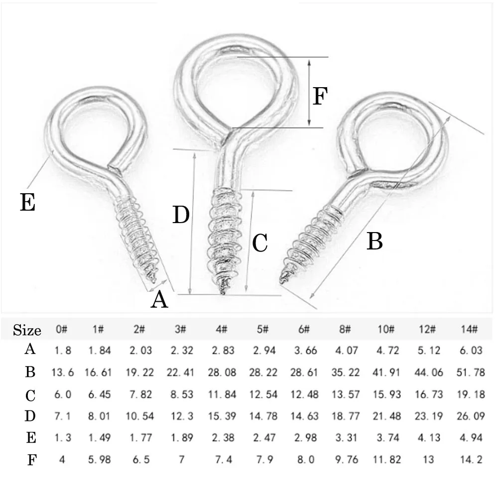 Nickel Plated Carbon Steel Eye Screw Hooks Self Tapping Screws Question Mark Hook 0# 1# 2# 3# 4# 5# 6# 8#-14# For Wood Securing