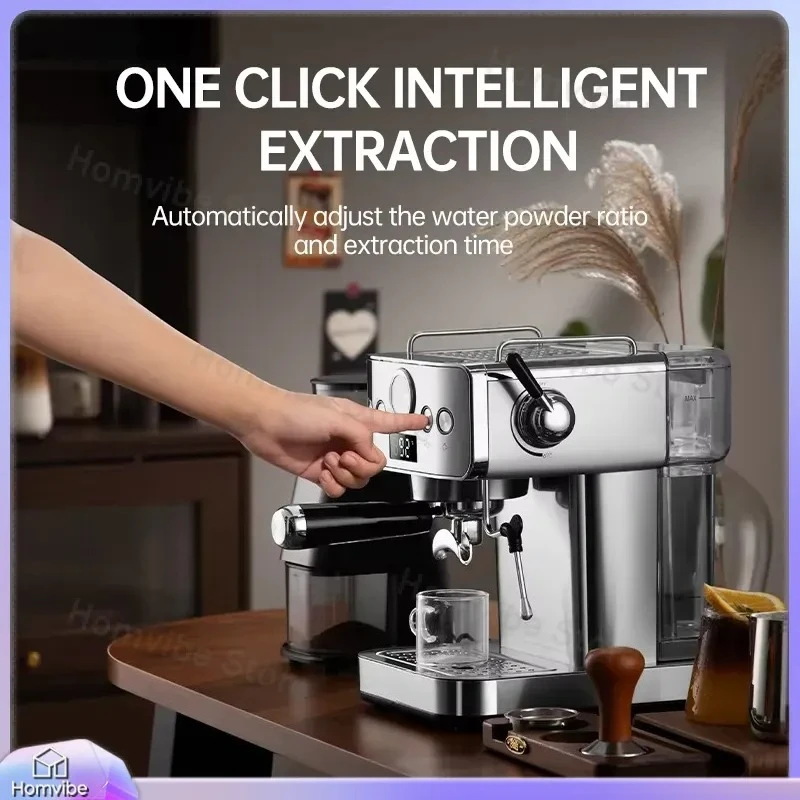 20 Bar Semi Automatic Espresso Machine Stainless Steel Coffee Maker with Pressure Gauge Professional Spouted Portafilter for