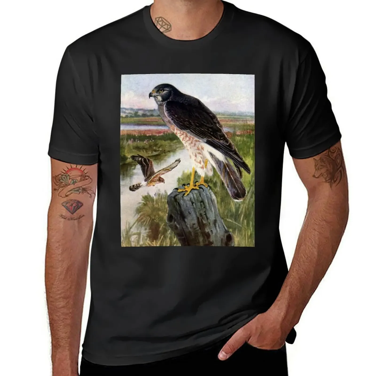 Marsh Hawk in Wetlands T-Shirt graphic t shirts anime tshirt oversized graphic tee mens designer clothes