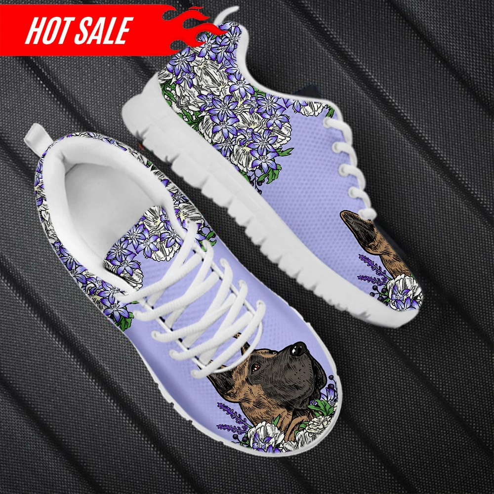 Lovely Boston Bull Terrier Floral Pattern Women Flat Shoes Wear-Resistant Casual Sneakers for Girls Zapatos Mujer