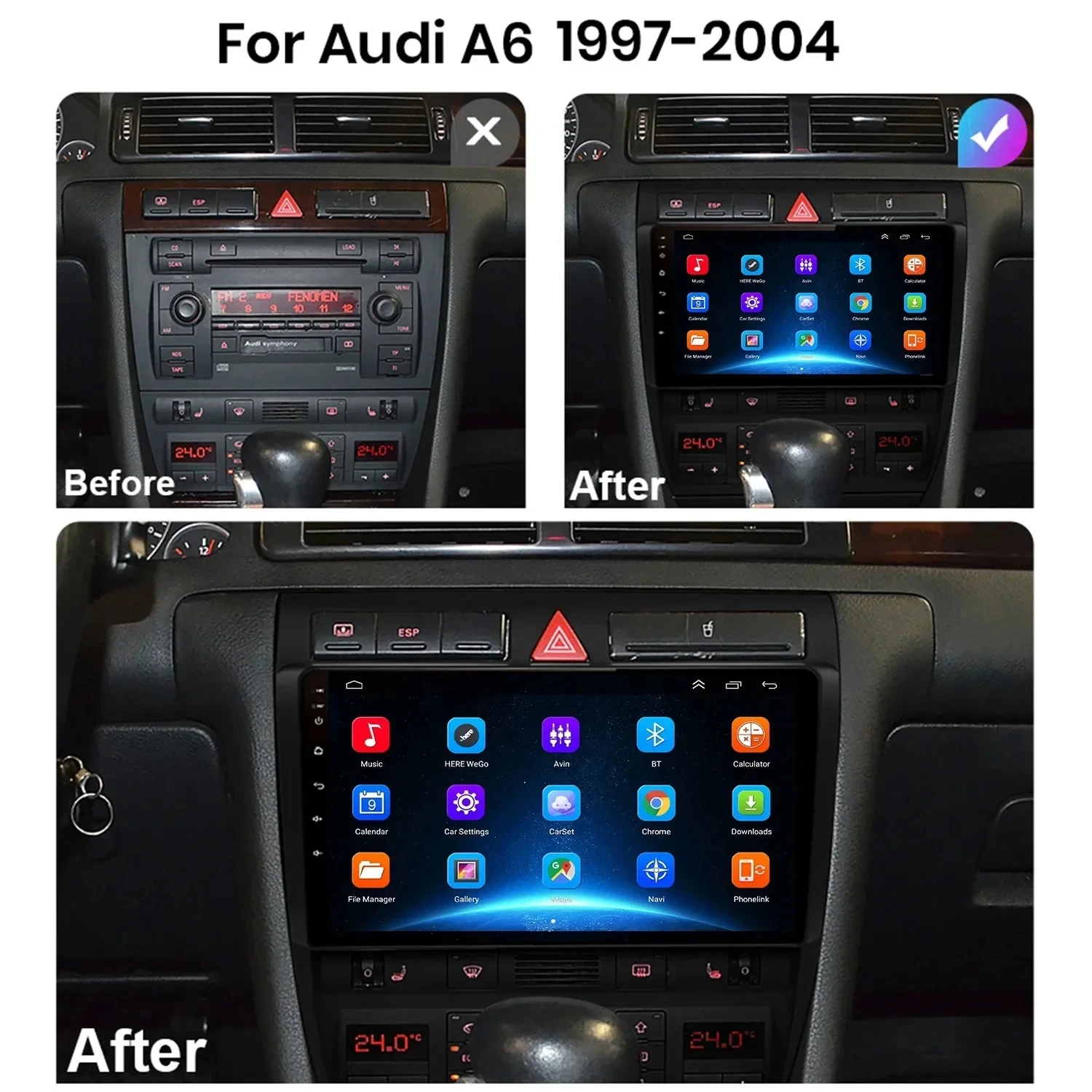 Android 13 2 Din Voor Audi A6 C5 1997 - 2004 S6 2 Rs6 1 Auto radio Multimedia Videospeler Carplay Navigatie Gps 4G DVD Head Unit