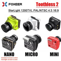 FOXEER Toothless 2 Micro/Mini/Nano CMOS 1/2 StarLight 1200TVL FPV Camera 4:3 16:9 PAL/NTSC Natural Image for FPV RC Racing Drone