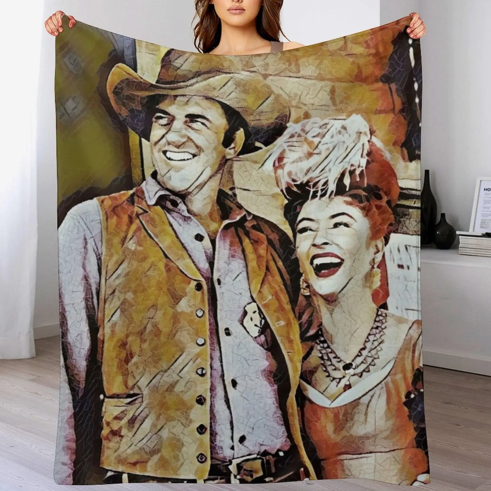 

Gunsmoke - Marshall Dillon and Miss Kitty Throw Blanket Warm Comfortable Blanket for Office Napping