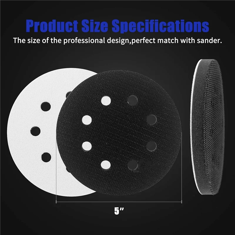 

ABUL-8 Pack Foam Sanding Pads For Orbital Sander, 5 Inch 8 Holes Orbital Sander Surfprep Foam Pad