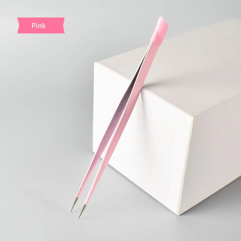 더블 헤드 핀셋 다용도 핀셋 실리콘 프레싱 헤드 손톱깎이 도구 스티커 테이프 제거 크리스탈 매니큐어 도구