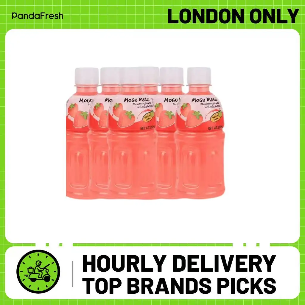 Mogu Mogu, Bebida de gelatina de coco con sabor a fresa, paquete de 6, 320 ml/botella (paquete de reunión familiar)
