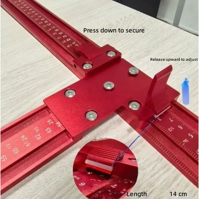 For Aluminum Alloy Cross Backer Ruler for Woodworking 90 Degree Line Drawing Tool Multifunctional Cross Hole Marking Gauge