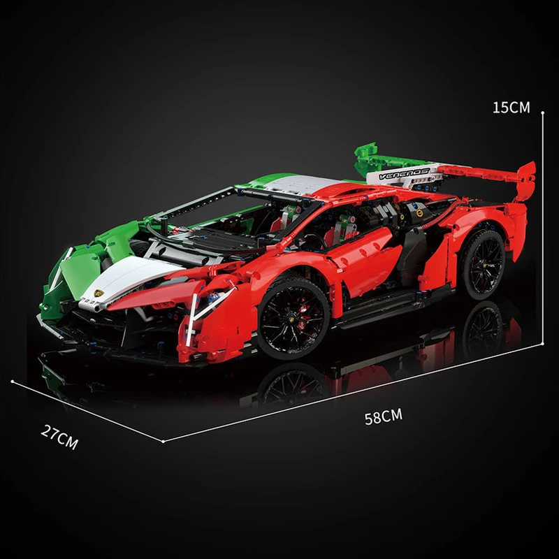 IN STOCK 3611pcs 1:8 MOC Technical Sports Car Veneno Building Blocks Bricks Model Toys for Boys Christmas Gift Set