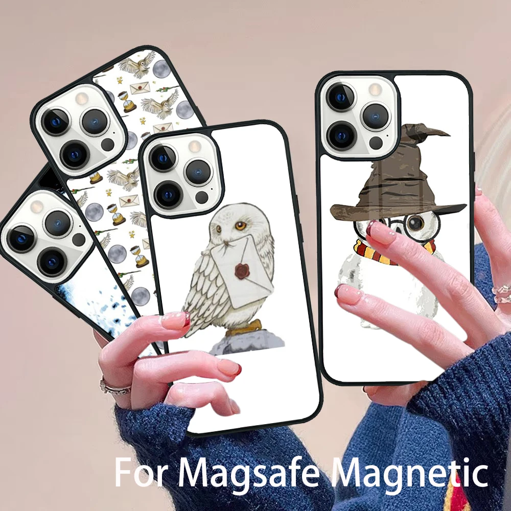 

magical owl Phone Case Magesafe Magnetic Wireless Charge Cover For IPhone 16 11 12 13 14 15 Pro Max Plus Mini