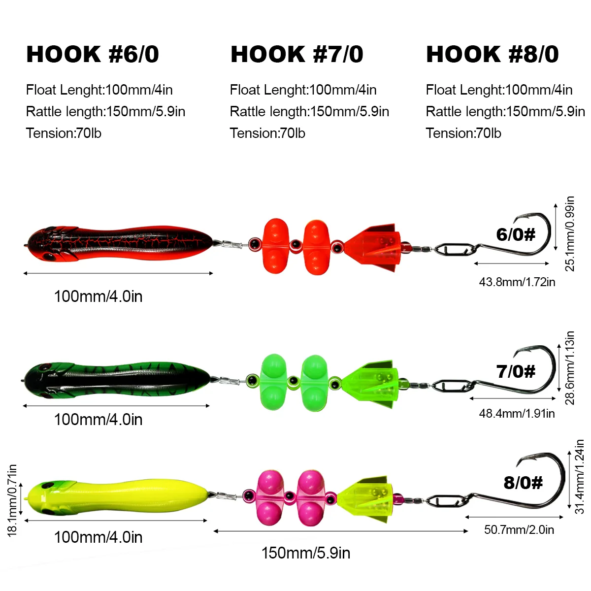 ZYZ Catfish Rigs 1PC with 6/0# 7/0# 8/0# Circle Hooks Fake Bait Float and Ringing Bead Ideal for Catfish Fishing Sets