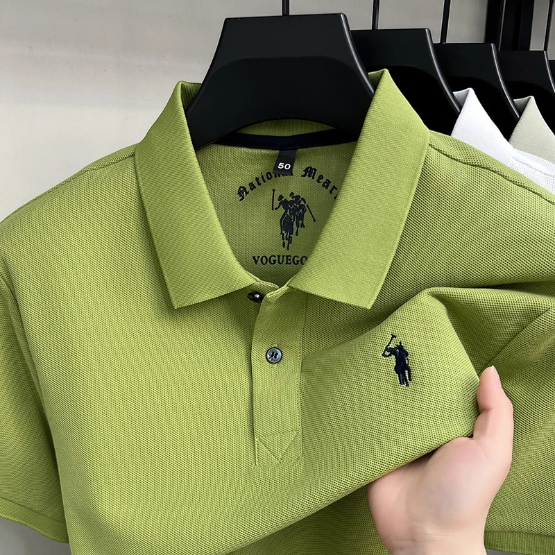 High-End 100% Baumwolle Kurzarm Polo Shirt Herren Sommer Luxus Marke Klassische Paul Pony Stickerei Freizeit Business Mode Golf T-Shirt – Detail 14
