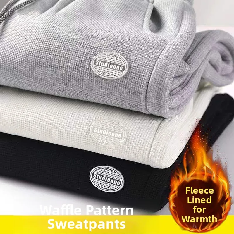 

Men's Fce Lined Hooded Pants Loose Fit Casual Trousers All Matchable Winter Long Pants Comfortable Breathable Street Sle