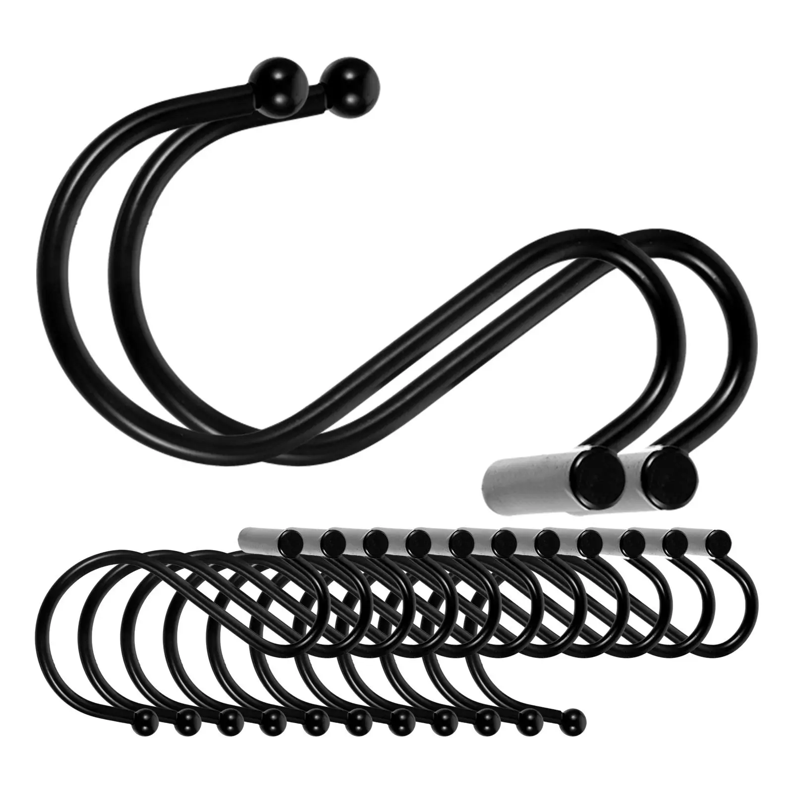 24Pcs Iron Curtain Holdbacks S-Shaped Heavy Duty Shower Curtain Tiebacks for Bathroom Rods No Damage Secure Fixing Elegant