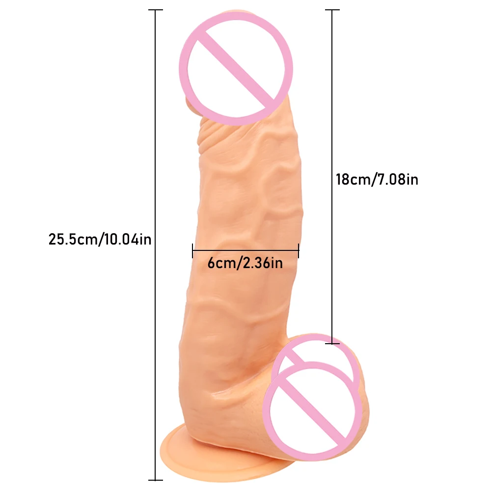 25.5CM*6CM Oversized Realistic Dildos Soft Skin Feeling Huge Penis Erotic Thick Phallus Big Dick Sex Toys for Women Masturbation