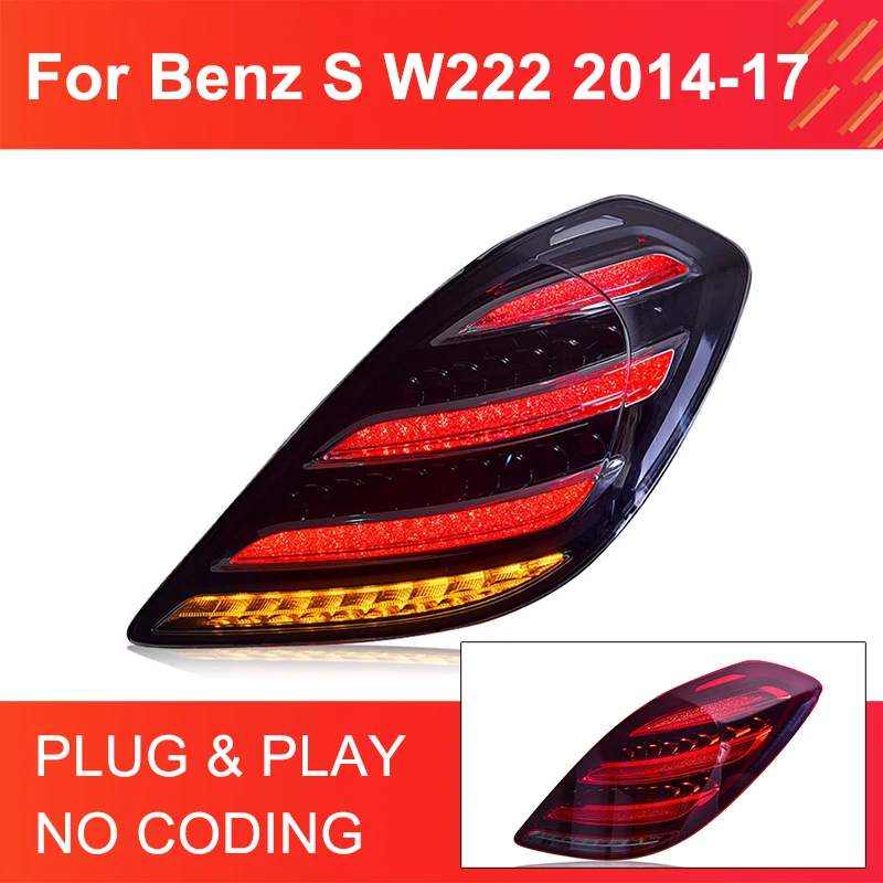 

1 Pair LED Tail Light Assembly for Benz S Class W222 2014-2017 Taillight Plug and Play with LED Dynamic Turning Rear Tail lights