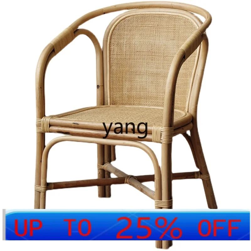 LMM rattan art natural retro style natural plant real rattan living room balcony leisure sofa single chair