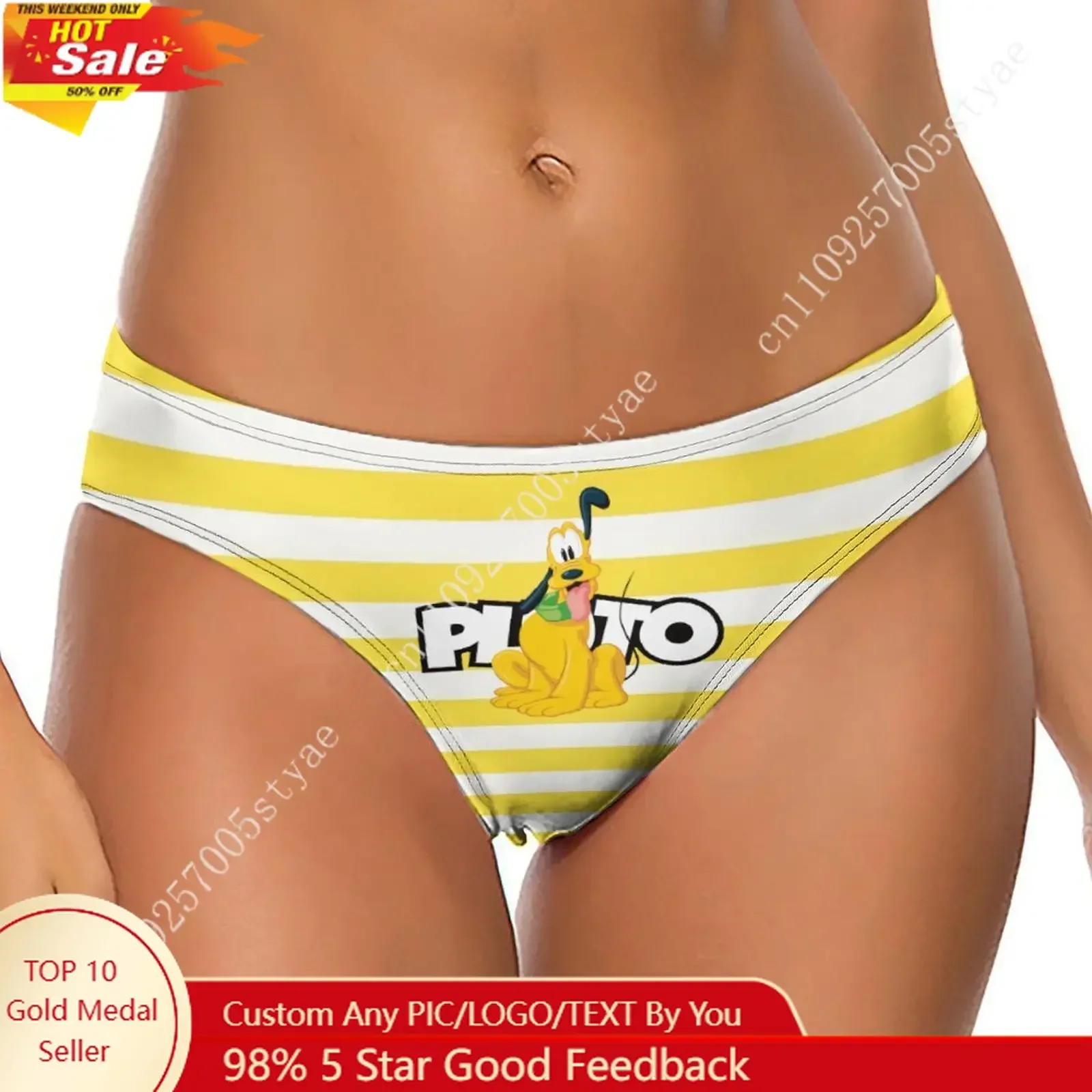 

Pluto Underpants Disney Cartoon Custom Soft Women Underwear Pure Cotton Comfortable Briefs Design Your Photo Text Logo Thong