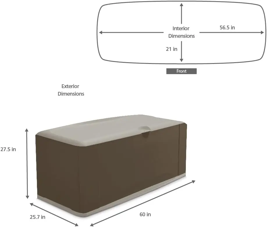 Rubbermaid Extra Large Resin Weather Resistant Outdoor Storage Deck Box120 GalPutty/Canteen Brown, for Garden/Backyard/Home/Pool