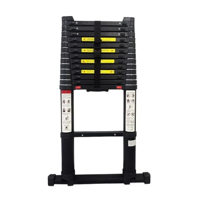 #Portable Multifunctional Telescopic Ladder Foldable Industrial Aluminum Telescopic Ladder Black Detachable Hook Single