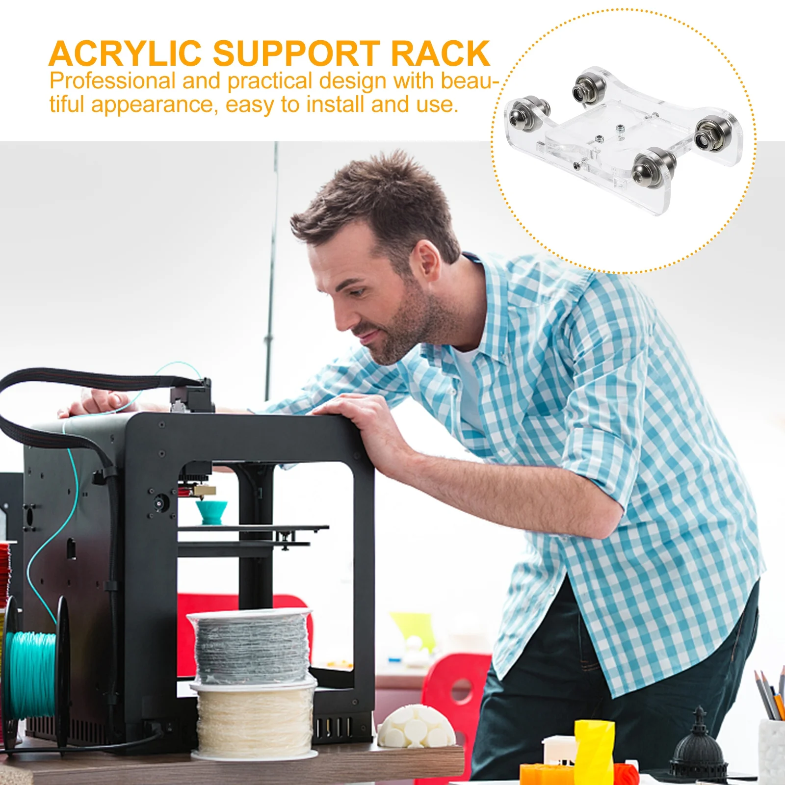 

1Pcs Transparent Acrylic Filament Holder Adjustable 3D Printer Material Rack Spool Support Stand Printing Consumables