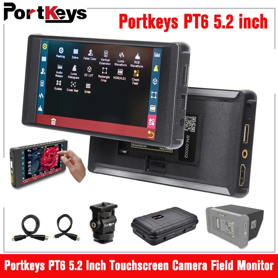 Portkeys PT6 5.2 Inch Touchscreen Camera Field Monitor Live