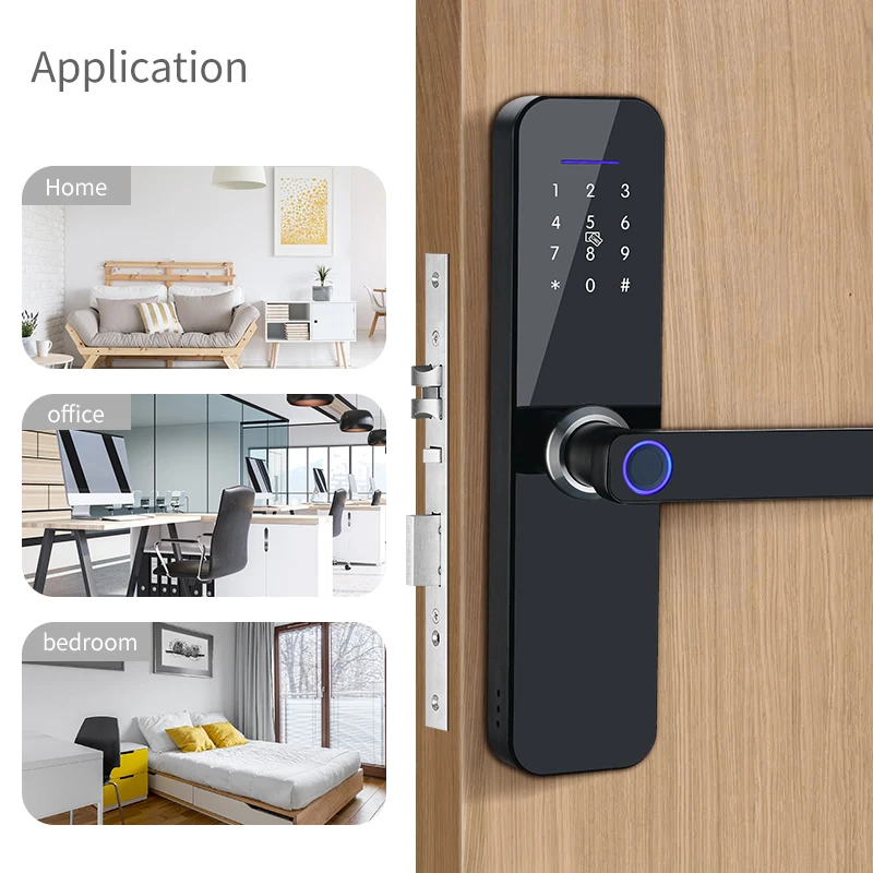XIMI-Bloqueio Tuya Fingerprint Door Lock, Tuya APP, Smart Biometric e RFID Code Lock, TT Lock, New Arrival, 2021