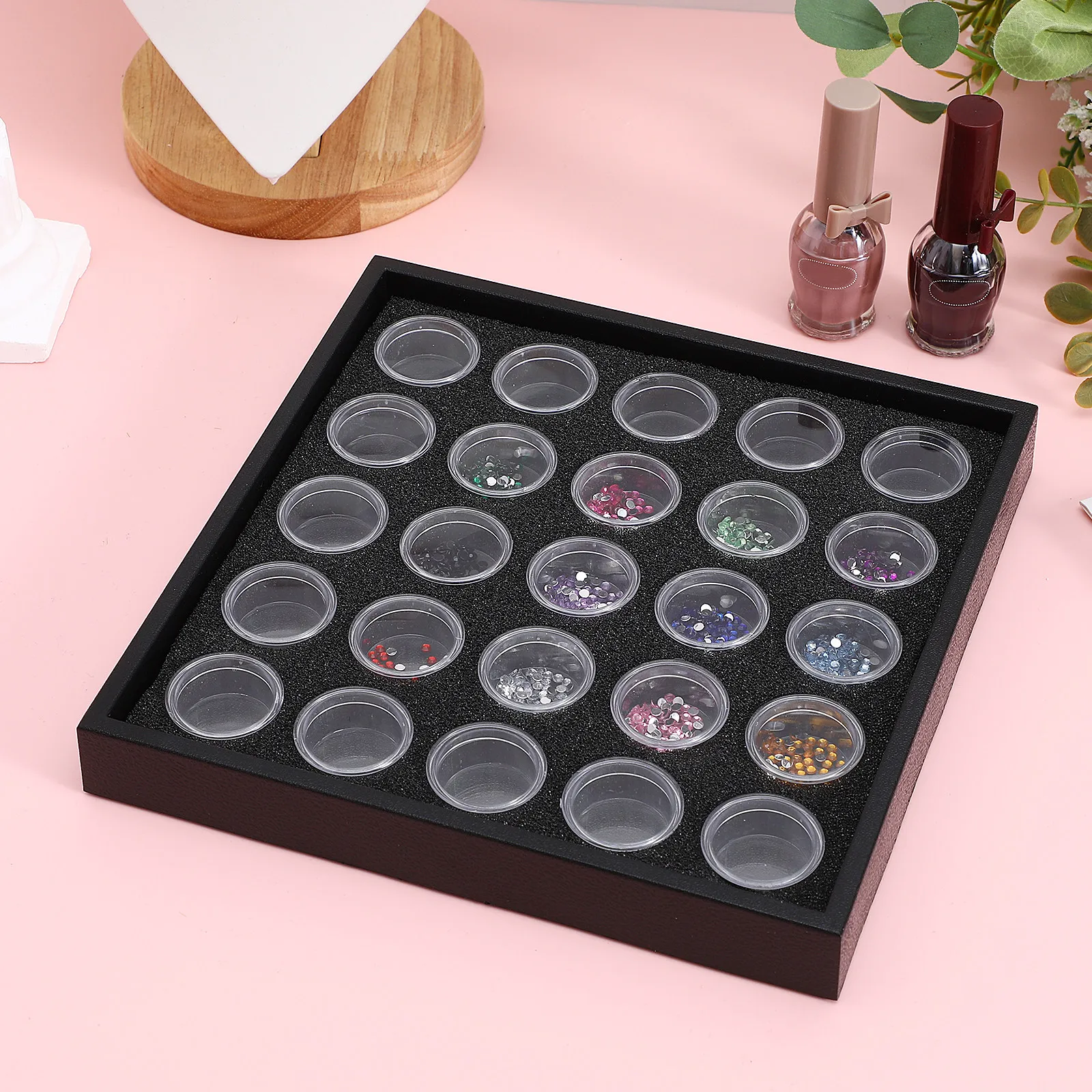 Nageljuwelen doosje 25 vakjes strass organizer transparant deksel nagel strass display doos manicure opbergdoos bureau