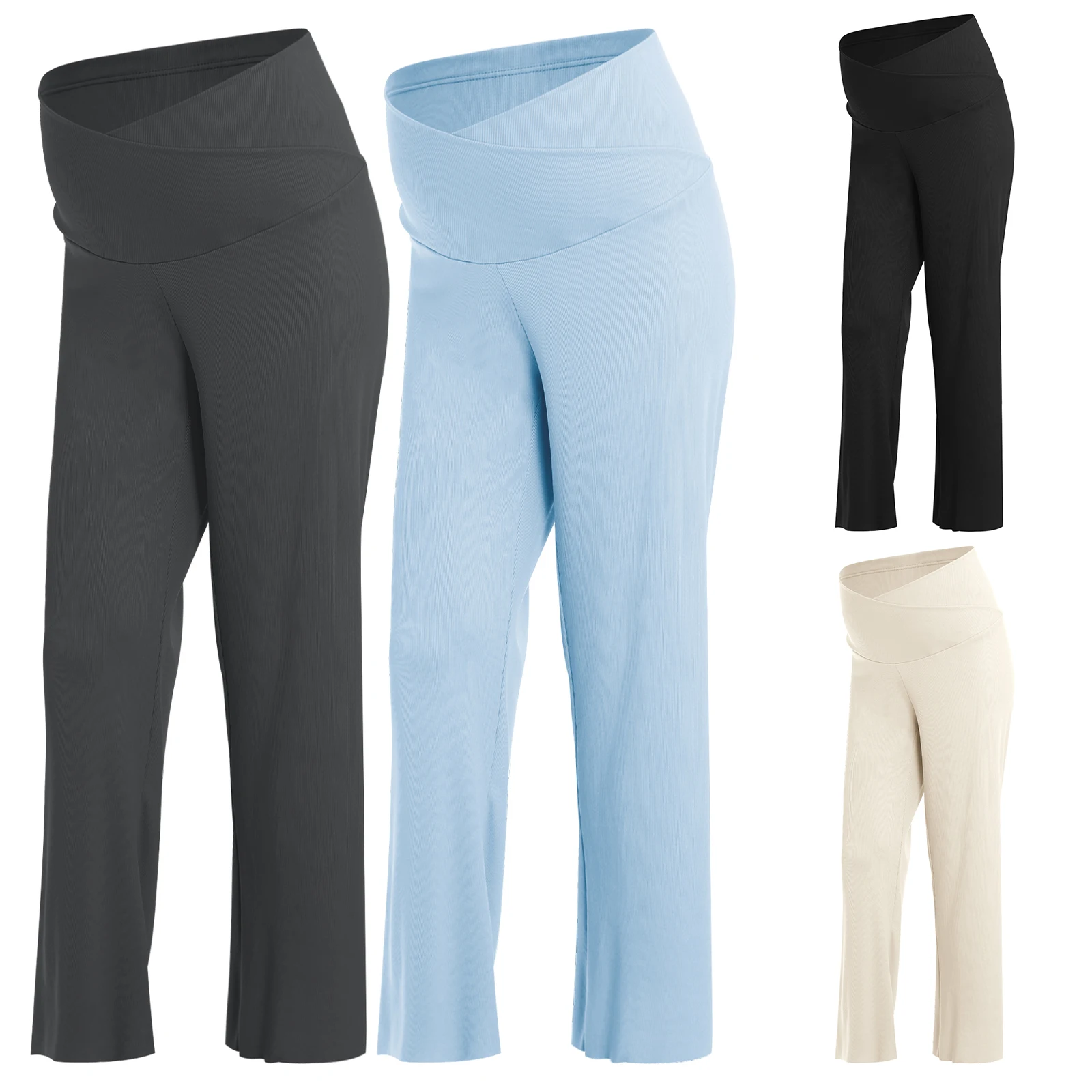 

Maternity Trousers Summer Comfortable Adjustable Waistband Wide Leg Pants Pregnant Women Work Workout Yoga Clothes Daily Wear