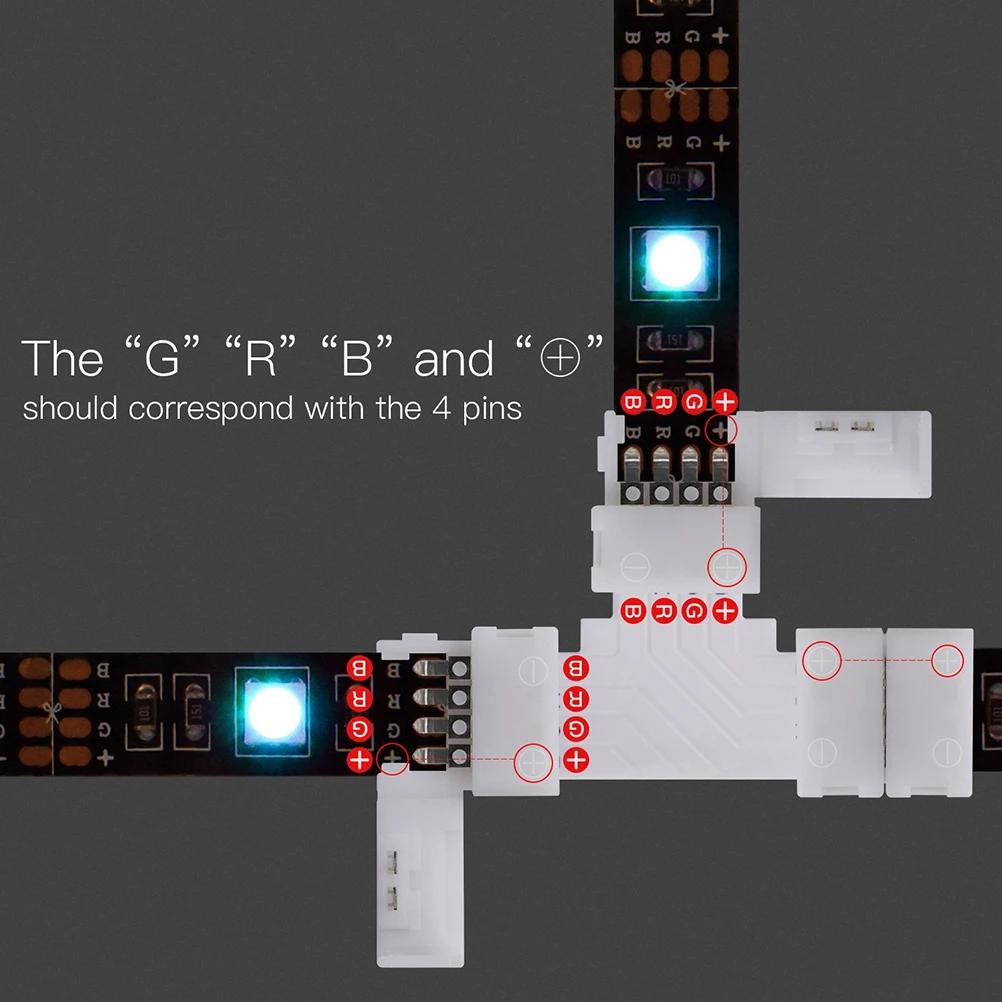 

10pcs 10Mm Rgb Led Strip Connector Corner Clip Quick Connect Solderless Adapter For 5050 5630 Flexible Light Strip Easy