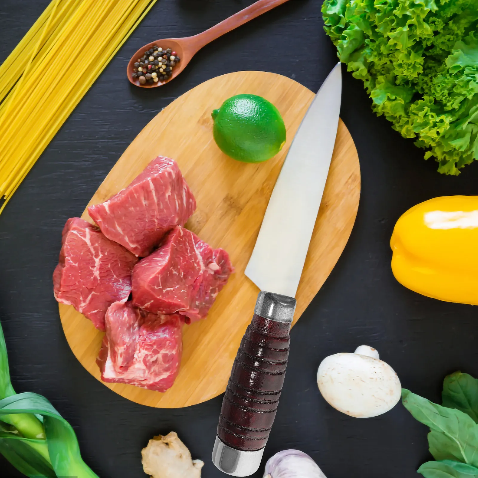 1Set Kitchen Cutter Handle Wooden Convenient Replacement Nonslip Grip Comfortable Chef Cutter Grip Wood Handle