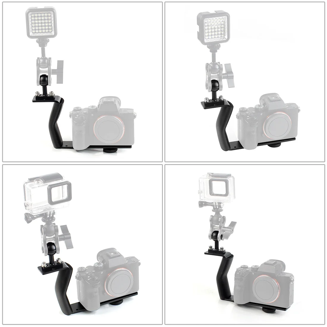 Tauchhalterung aus Aluminiumlegierung, Z-Typ, Einzelgriff mit Basisadapter für Gopro Unterwasserkamera, Fotogehäuse, Taschenlampe – Detail 7