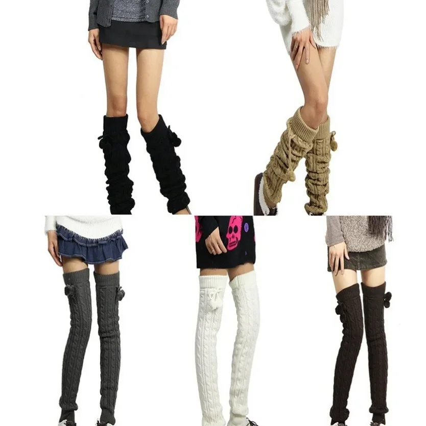 Thigh High Over Knee Long Socks Winter Leg Warmers Ankle Womens Stretch Solid Twist Knitted Ladies Slouch Warm Boot Sock Female