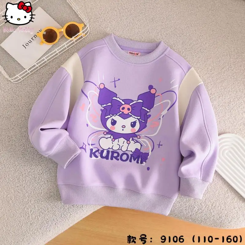 

Корейская толстовка с капюшоном для девочек Hello Kitty Sweet Melody Sanrio Kuromi, осенние новые топы с длинными рукавами и кавайными героями мультфильмов для подростков, удобные милые топы