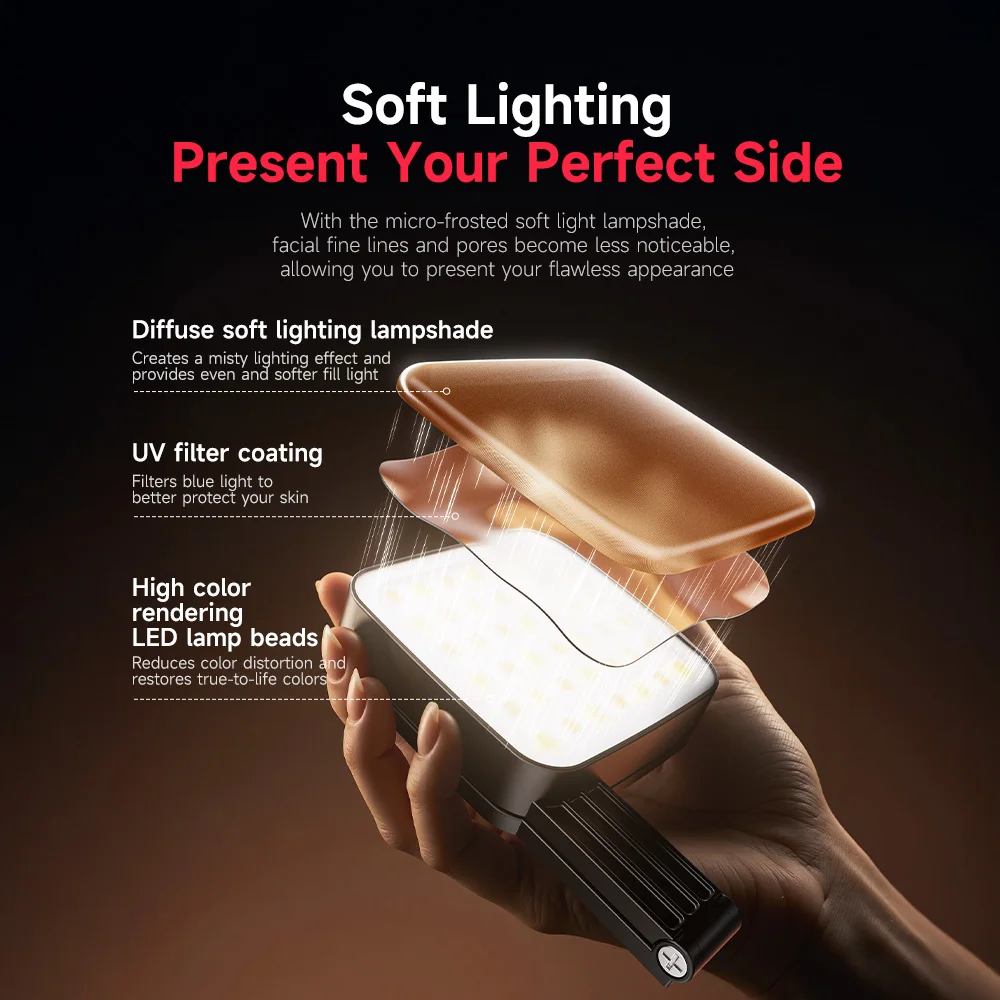 Llano Portable Mini Magsafe Magnetic Fill Light Rechargeable 3 Color Adjustable Mag netic Phone Selfie Light, Folding LED Phone