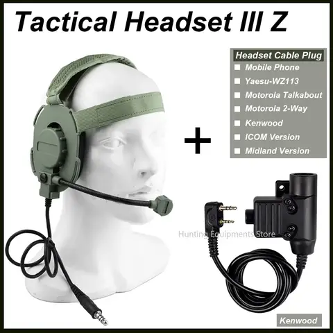 Tactical Shooting Headset III Z Tactical Bowman Elite II CS Headphone U94 PTT For Kenwood Baofeng UV-5R Radio Accessory