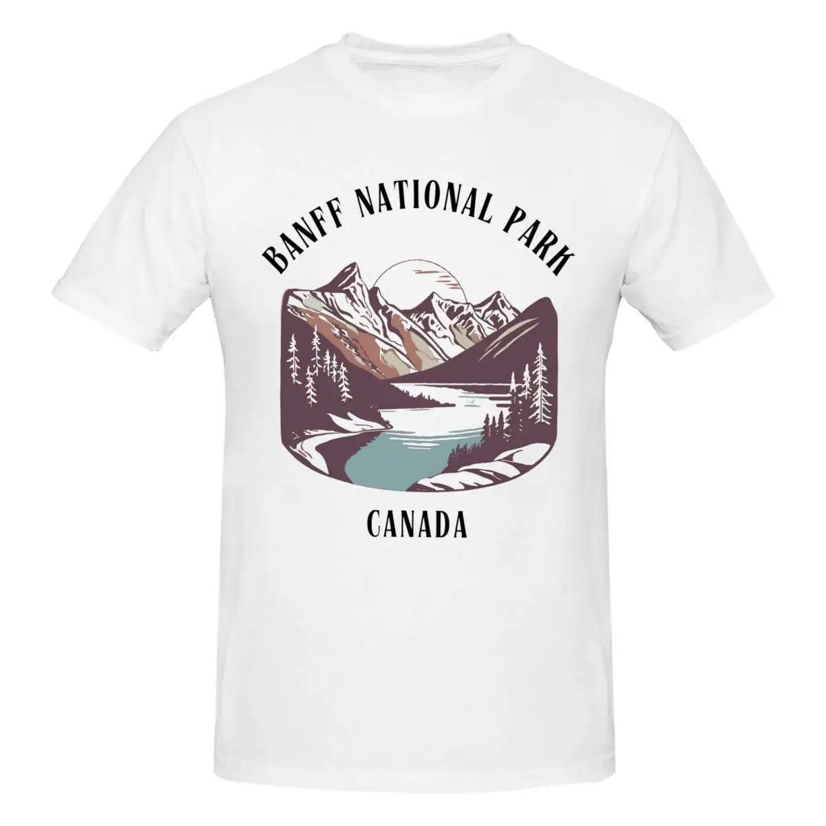 Men Banff National Park Alberta Rocky Mountains Funny T Shirt Vintage O-neck Cotton T Shirt Homme
