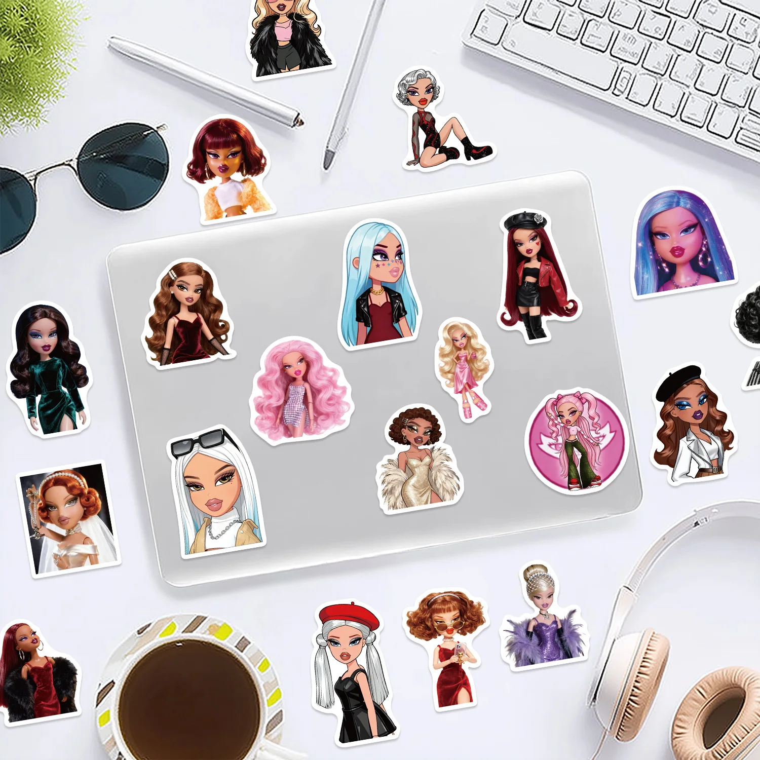 50Pcs Trendy Hot Girl Graffiti Stickers Cartoon Bratz Doll Fashion Decal DIY Decor for Phone Laptop Car Luggage Scrapbook Kids - view 5