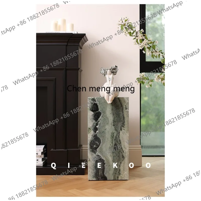 Natural square cold jadeite marble living room modern side display table floor ornament