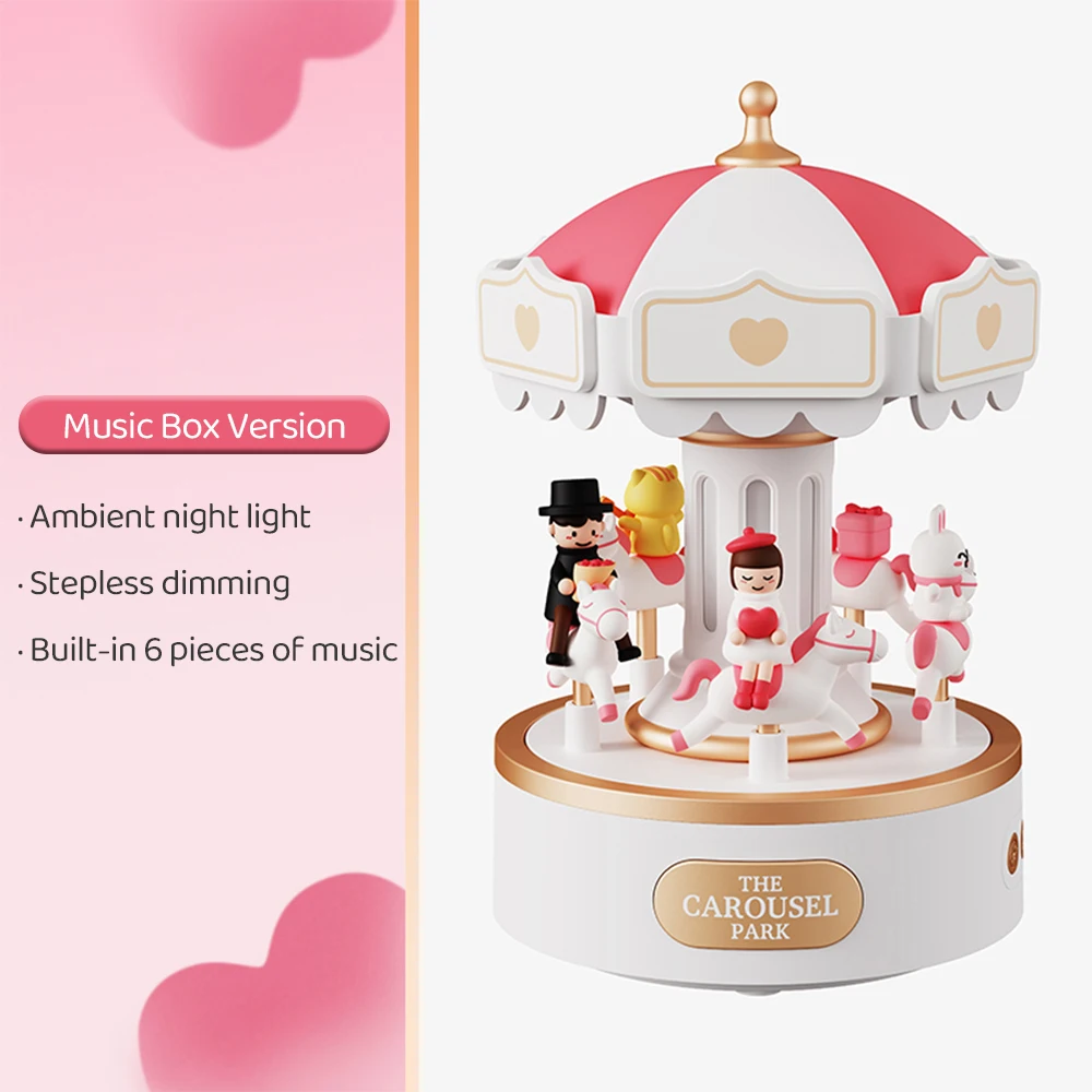 Cute Night Light Colorful Music Box Trojan Horse Light Children Charging Romantic Cartoon Christmas Birthday Gift For Kids Girls