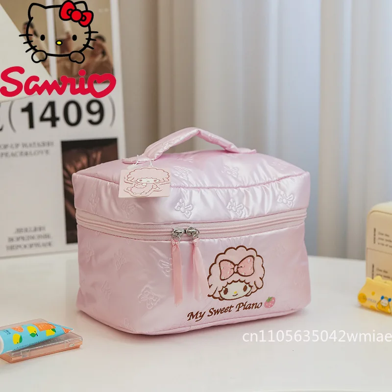 Hello Kitty New Handheld Makeup Bag Fashionable High Quality Embroidered Lipstick Storage Bag Cartoon Cute Travel Storage Bag
